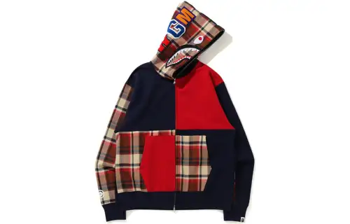 Bape Check Shark Relaxed Full Zip Hoodie