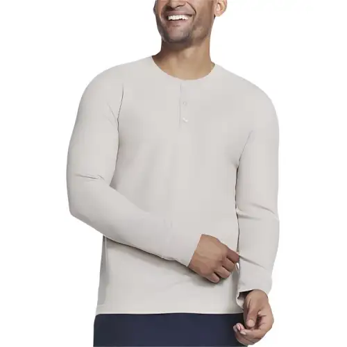 Skechers GOKNIT Waffle Henley T Shirt Men's Brown