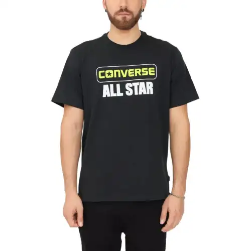 Converse T Shirts Men's Black Crew Neck Moderate Straight Fit