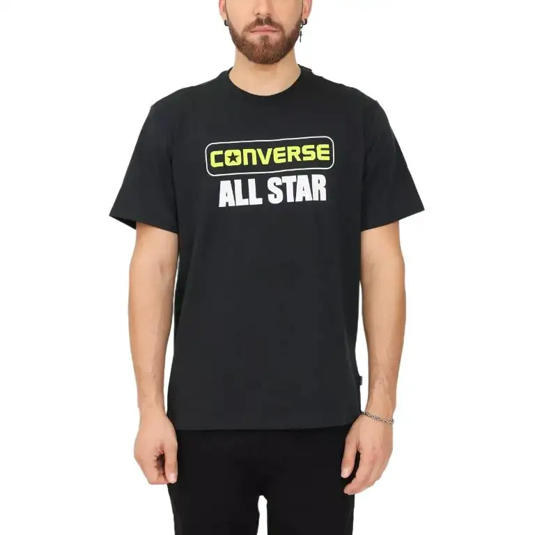 Converse T Shirts Men's Black Crew Neck Moderate Straight Fit
