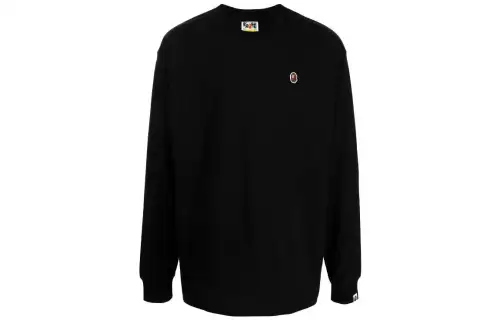 A BATHING APE Sweatshirts Men's Black Crew Neck Moderate Regular