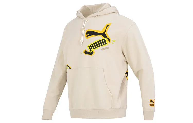 PUMA Sweatshirts Men's Khaki Hooded Moderate Regular