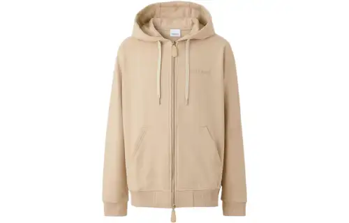 Burberry Logo Print Stretch Cotton Zip Hoodie