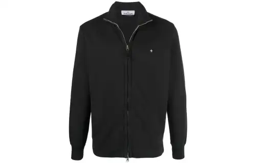 STONE ISLAND Sweatshirts Men's Black Lapel Moderate Regular