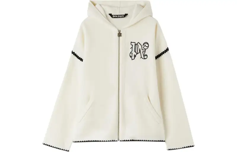 Palm Angels monogram-embroidered zip-up hoodie