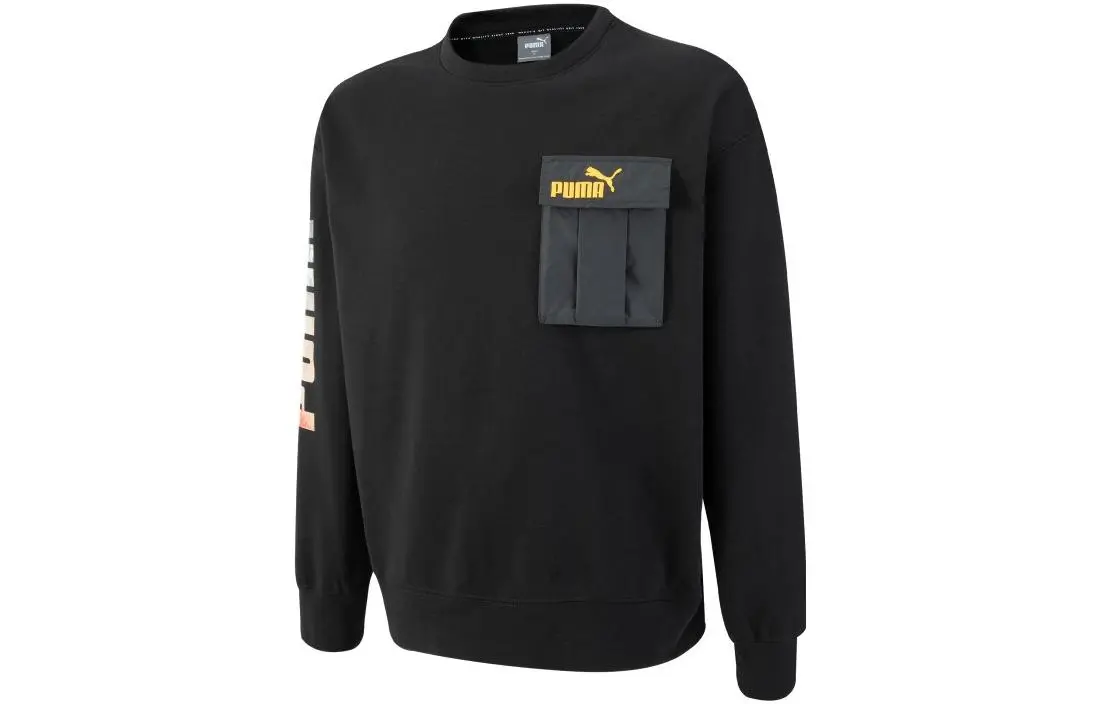 PUMA Sweatshirts Men's Black Crew Neck Moderate Regular