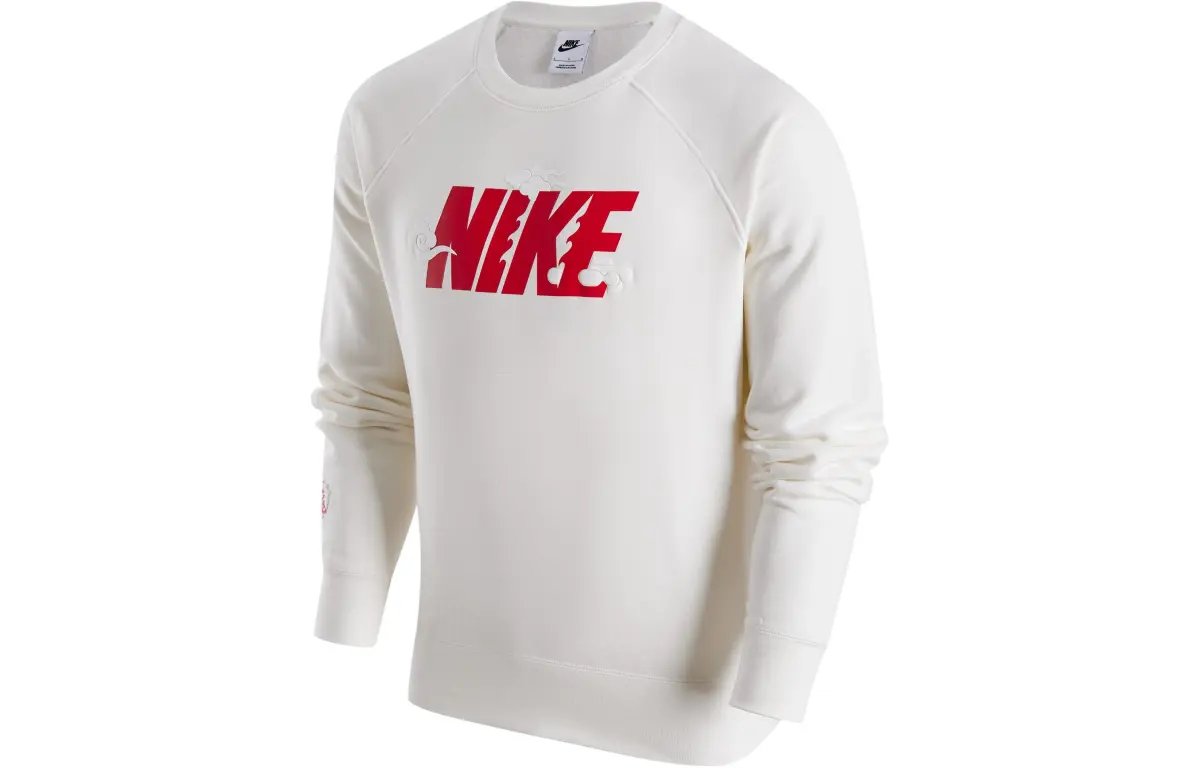 Nike CNY Collection FW23 Year Of The Dragon Logo Fleece Lined Crew Neck Sweatshirt Men's Sail White
