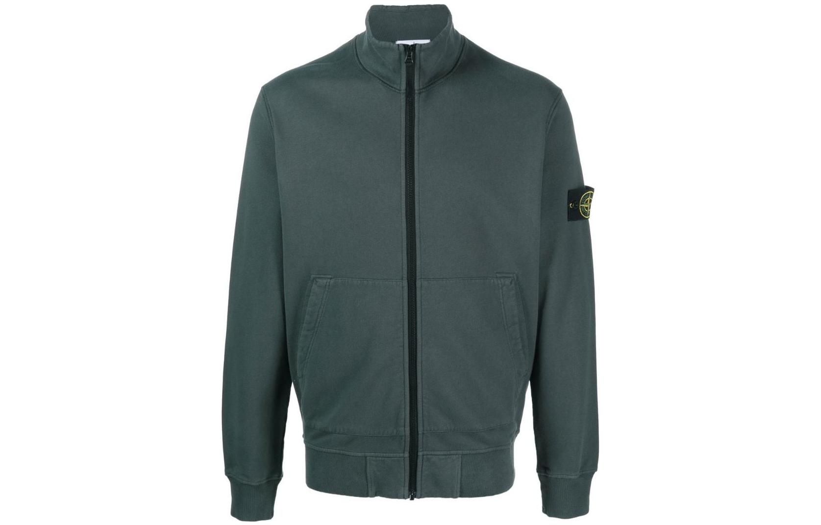 STONE ISLAND Sweatshirts Men's Light Green Stand Collar Moderate Cardigan