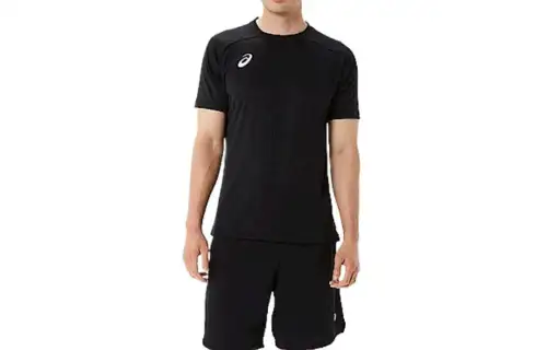 ASICS T Shirts Men's Black Crew Neck Moderate