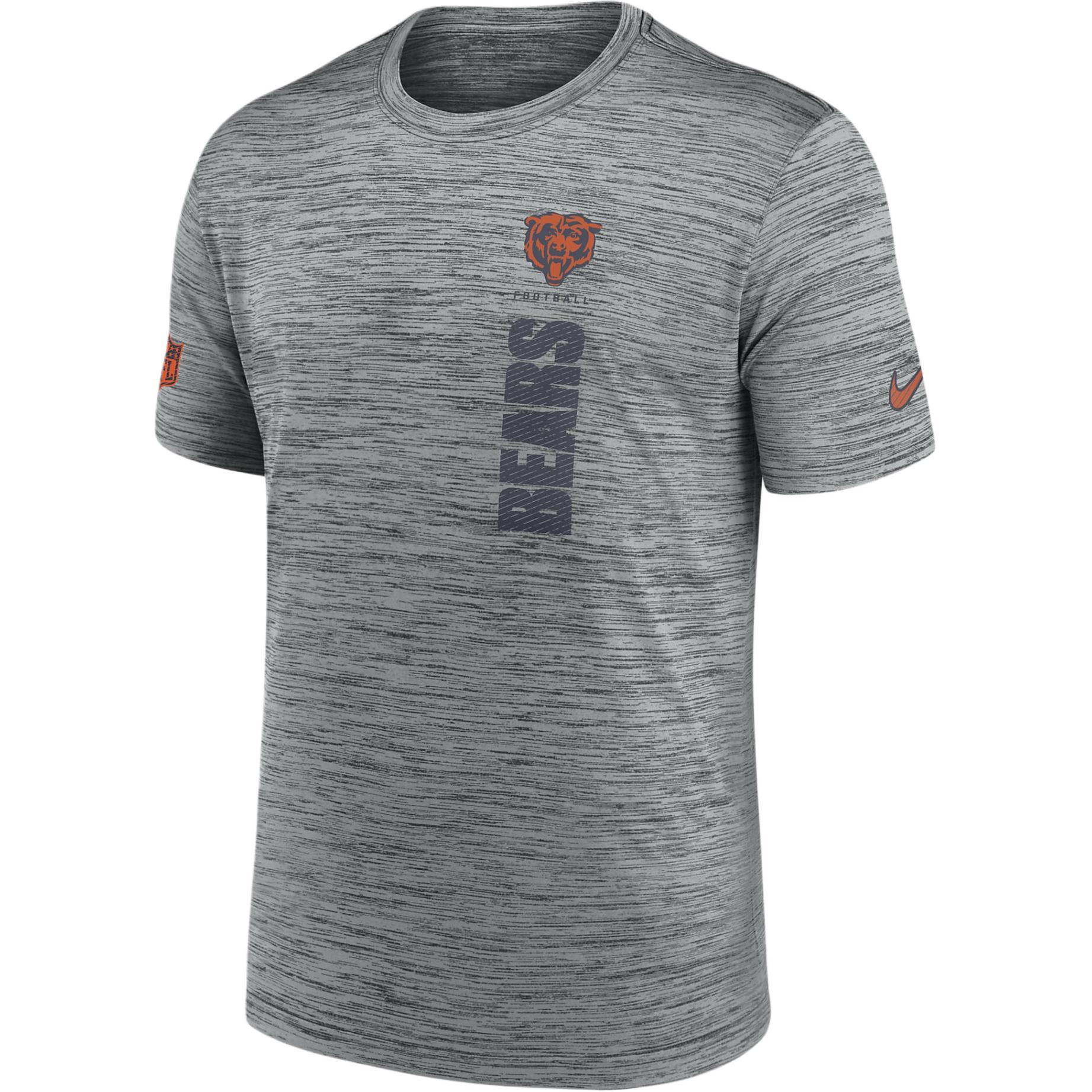 Nike X NFL joint model Dri-FIT Chicago Bears sideline speed soft, lightweight, dry and comfortable short-sleeved T-shirt, men's gray