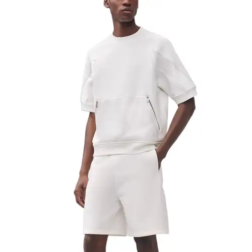 HERMES T Shirts Men's White Crew Neck Moderate Straight Fit