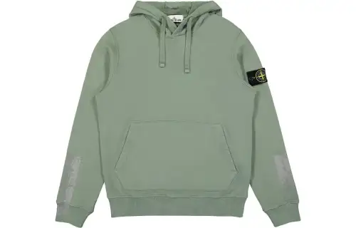 STONE ISLAND Sweatshirts Men's Sage Green Hooded Moderate Regular