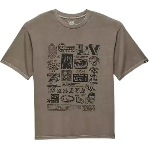 Vans Warehouse Art Comfortable Casual Silk Alphanumeric Screen Printed Graphic Round Neck Short Sleeve T-Shirt Men's Elastic Cord