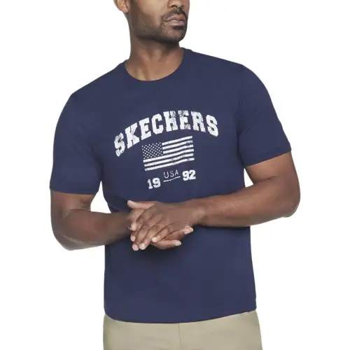 Skechers Flag Tee T Shirt Men's Marine Blue