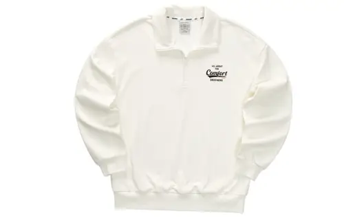 Skechers Colorful Sweatshirts Men's Marshmallow White/0074 Polo Collar Moderate Regular
