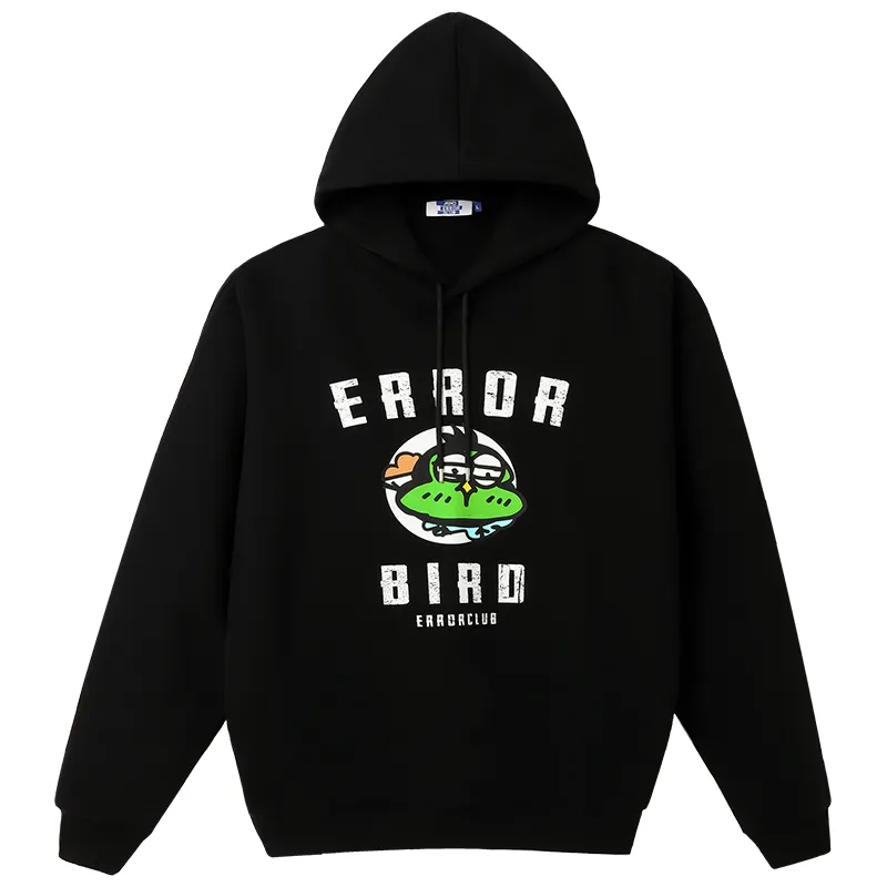 MIND ERROR Sweatshirts Unisex Black Hooded Thickened