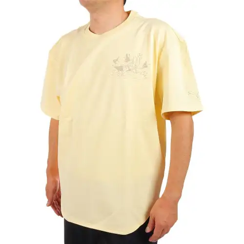 PUMA T Shirts Men's Yellow Crew Neck Moderate
