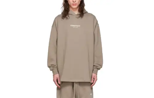 Fear Of God Essentials FW22 Taupe Cotton Hoodie Desert Taupe