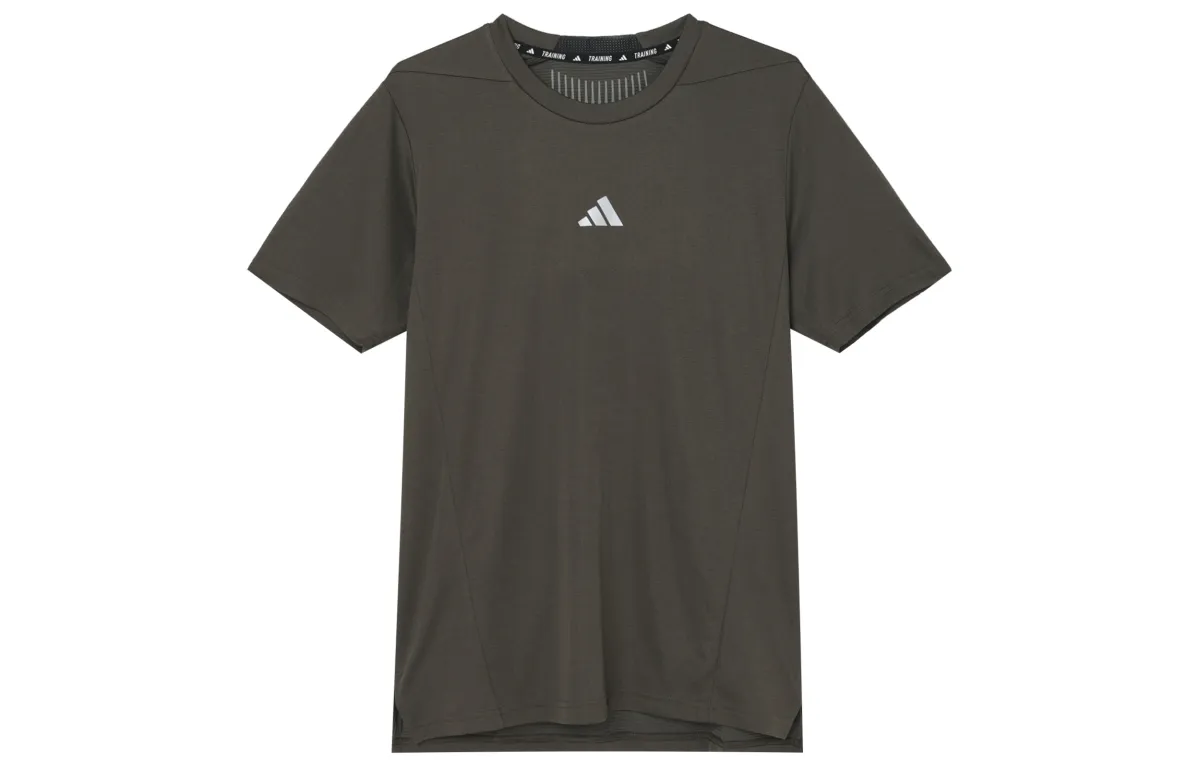 Adidas T-Shirts Men's Brown Crew Neck Moderate Straight Fit