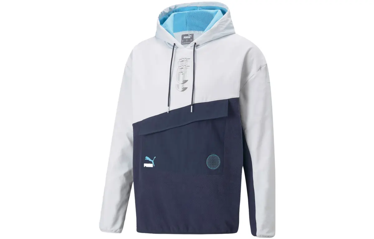 PUMA Sweatshirts Men's Gray-Tweed Blue Hooded Thickened Regular