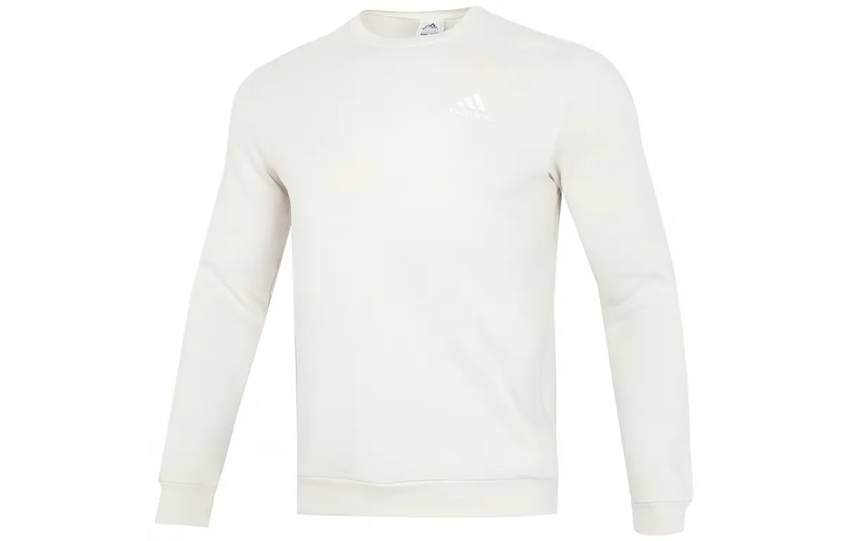 Adidas Sweatshirts Men's White Crew Neck Moderate Regular
