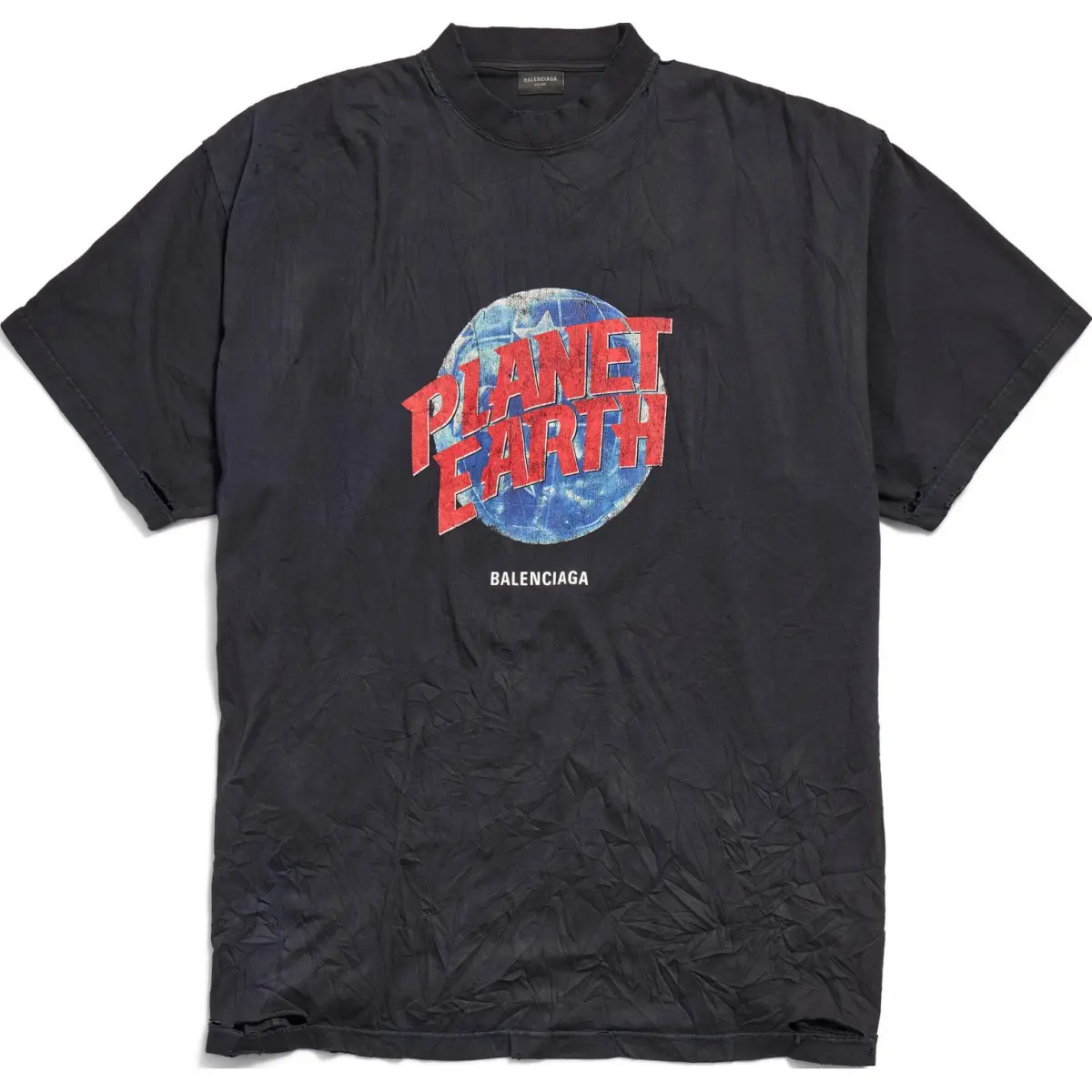 Balenciaga Men's Planet Earth T-shirt Oversized Black