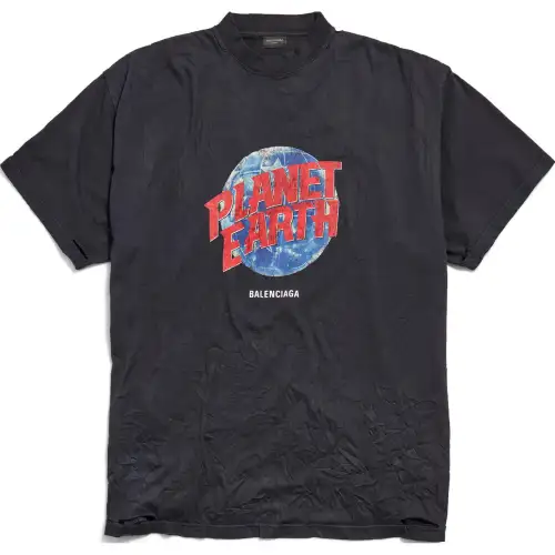 Balenciaga Men's Planet Earth T-shirt Oversized Black