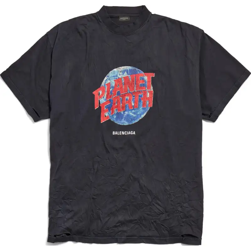 Balenciaga Men's Planet Earth T-shirt Oversized Black