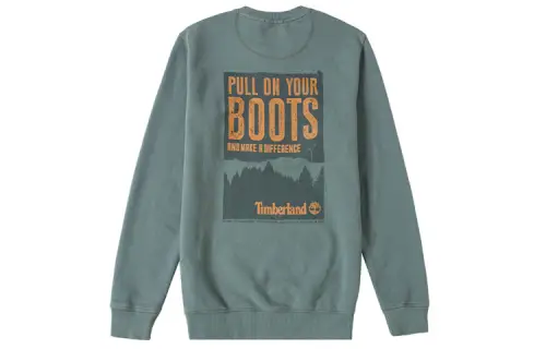 Timberland Sweatshirts Men's Green Crew Neck Moderate Regular