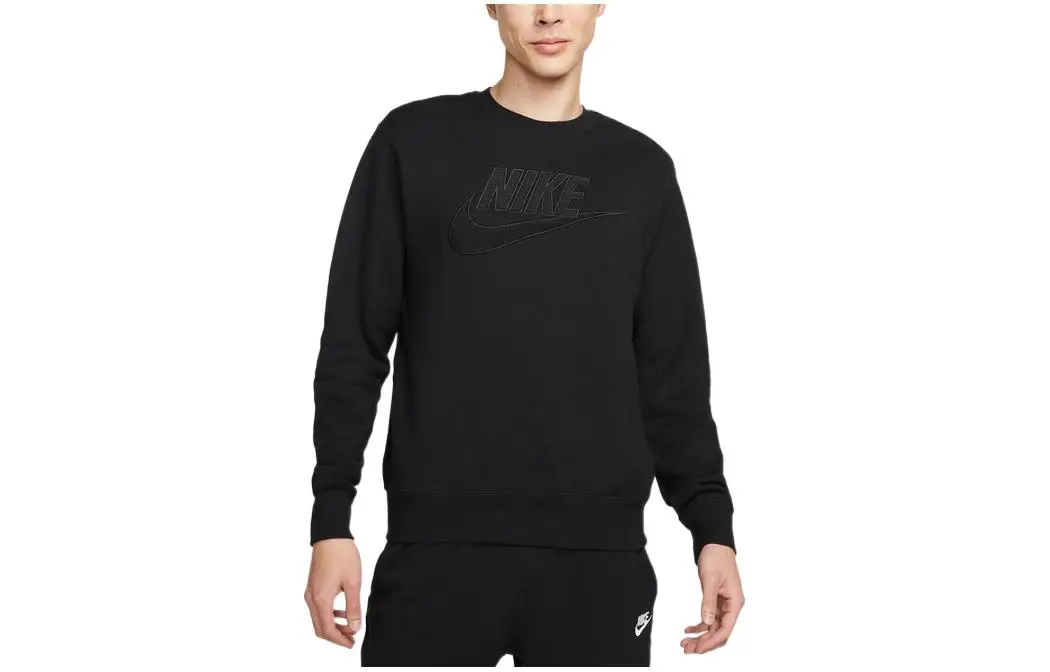 Nike Sweatshirts Men's Black Crew Neck Moderate Straight Fit
