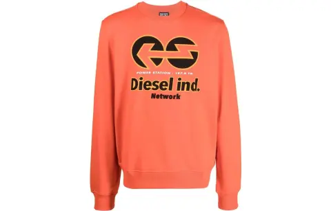 DIESEL Sweatshirts Men's Orange Crew Neck Moderate Regular