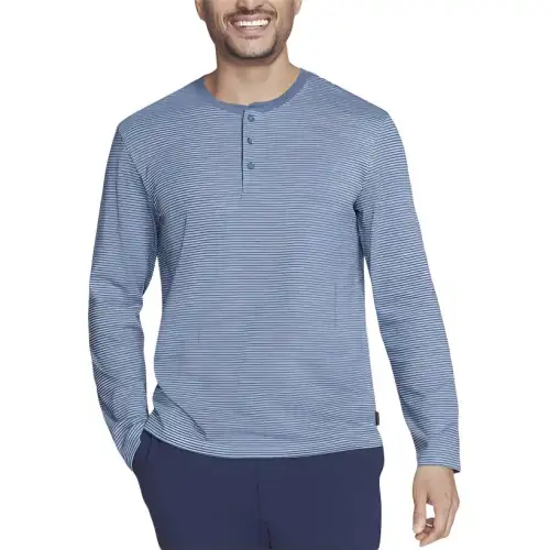 Skechers Jersey Henley T Shirt Men's Blue