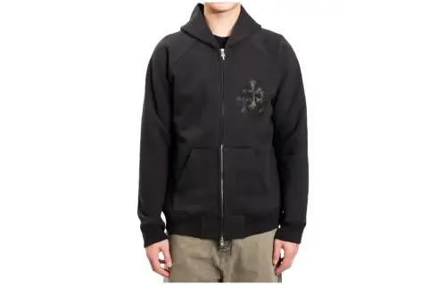 Chrome Hearts Sweatshirts Unisex Black Hooded Moderate Cardigan