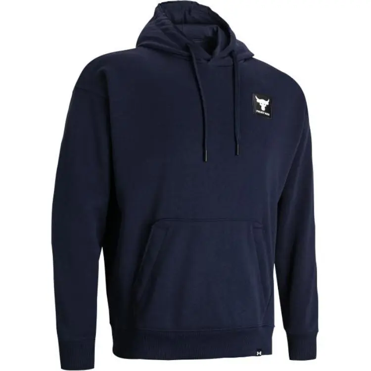 Under Armour Project Rock Sweatshirts Men's Dark Blue Hooded Moderate Straight Fit