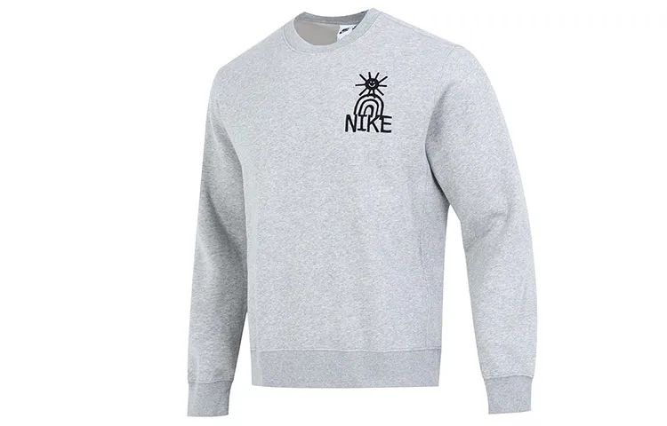Nike Sweatshirts Men's Gray Crew Neck Moderate Straight Fit