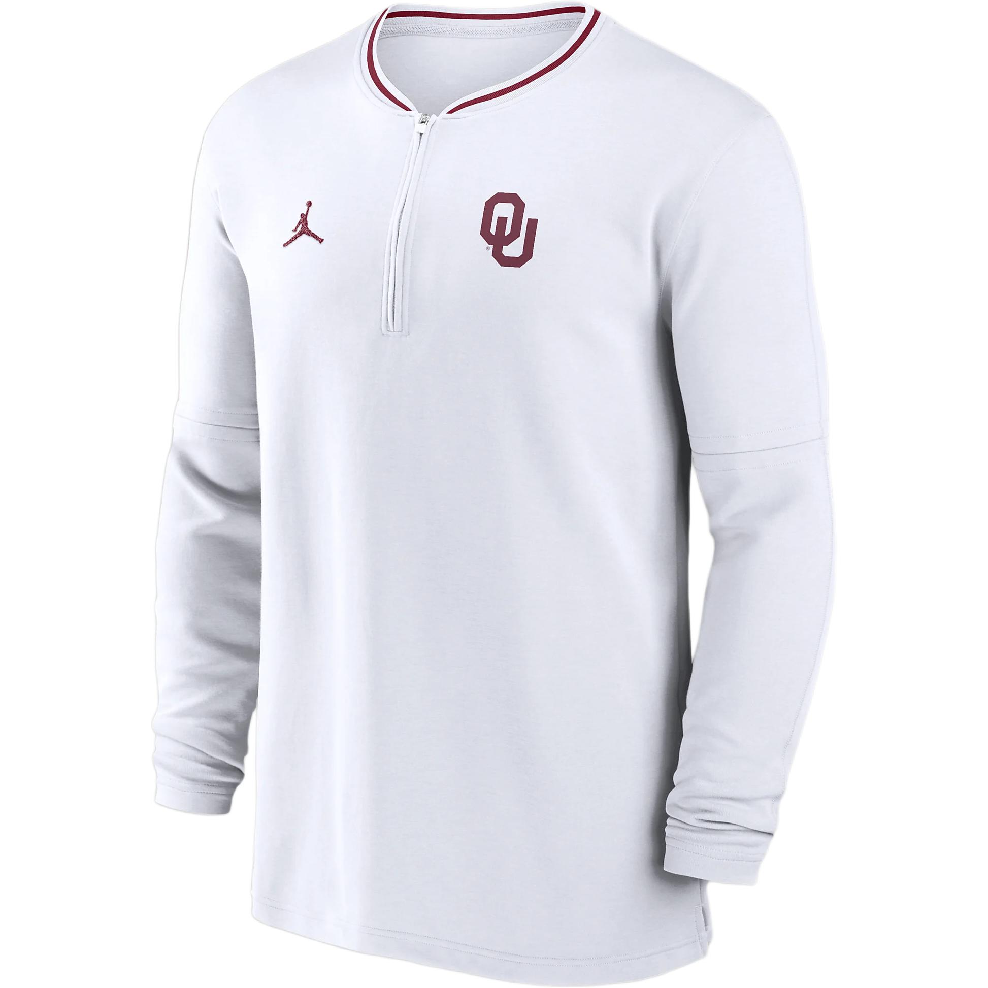 Jordan Oklahoma Sooners Sideline Coach Men's Jordan Dri FIT College 1/2 Zip Long Sleeve Top