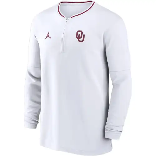 Jordan Oklahoma Sooners Sideline Coach Men's Jordan Dri FIT College 1/2 Zip Long Sleeve Top