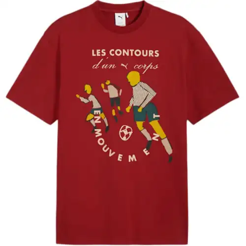PUMA T Shirts Men's Red Crew Neck Moderate Straight Fit