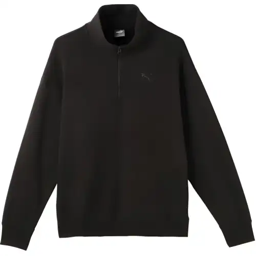PUMA Retro Sports Casual Half Zip Semi Open Collar Fleece Lined Sweatshirt Unisex Black