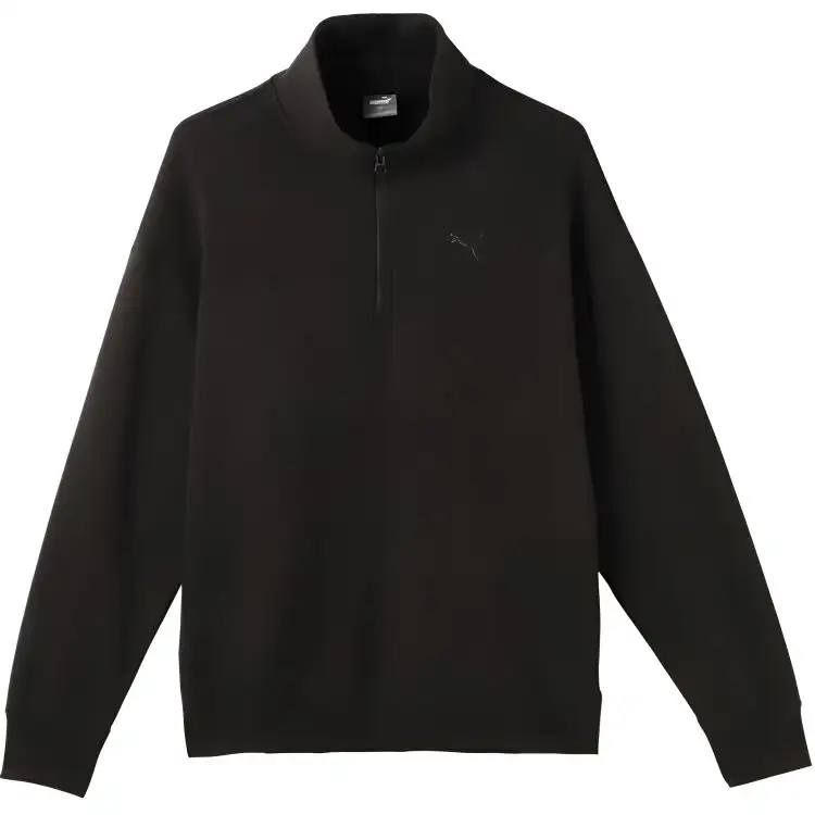 PUMA Retro Sports Casual Half Zip Semi Open Collar Fleece Lined Sweatshirt Unisex Black