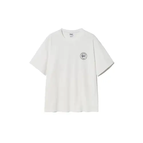 FILA T Shirts Unisex White Crew Neck Moderate Straight Fit