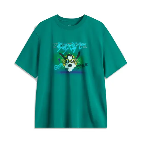 Li Ning Disney T Shirt Men's Dark Robin Green