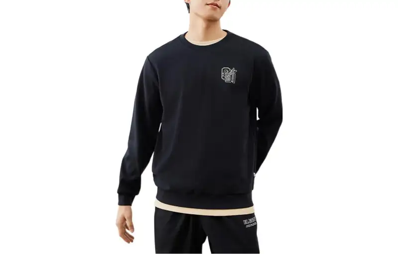 ANTA Sweatshirts Unisex Black Crew Neck Thickened Regular