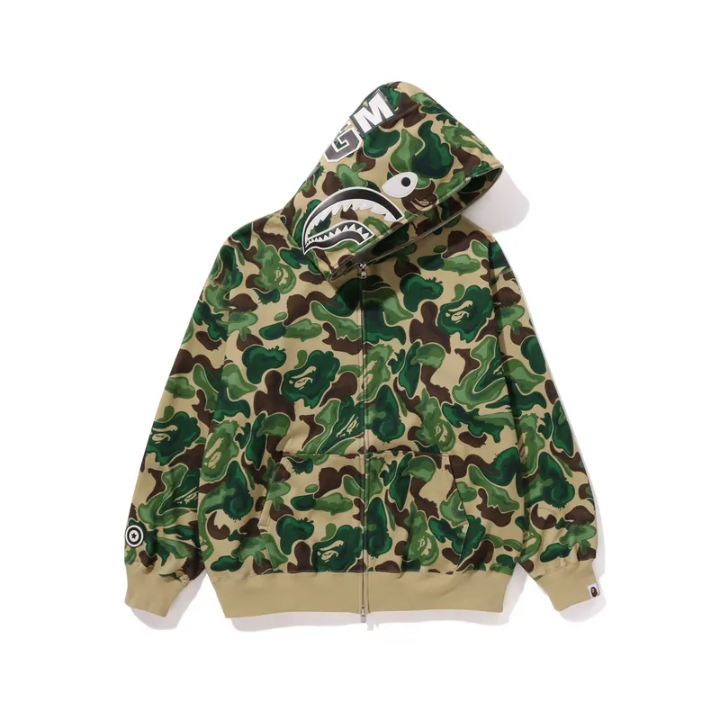 A BATHING APE® FW23 Art Camo Shark Zip-front Hoodie