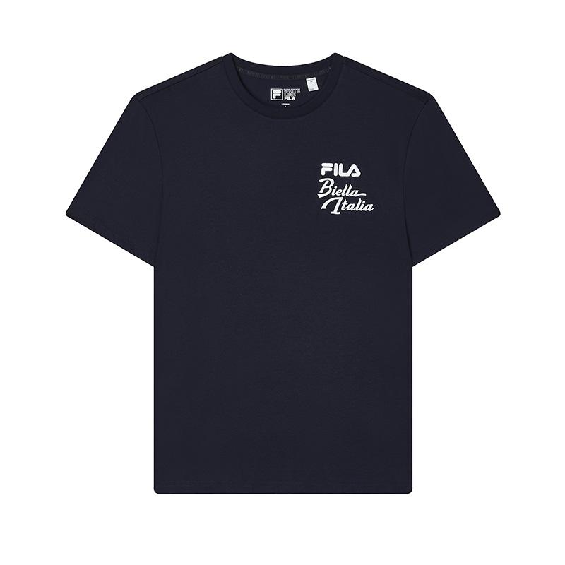 FILA T Shirts Men's Secret Mirror Blue Crew Neck Moderate Straight Fit