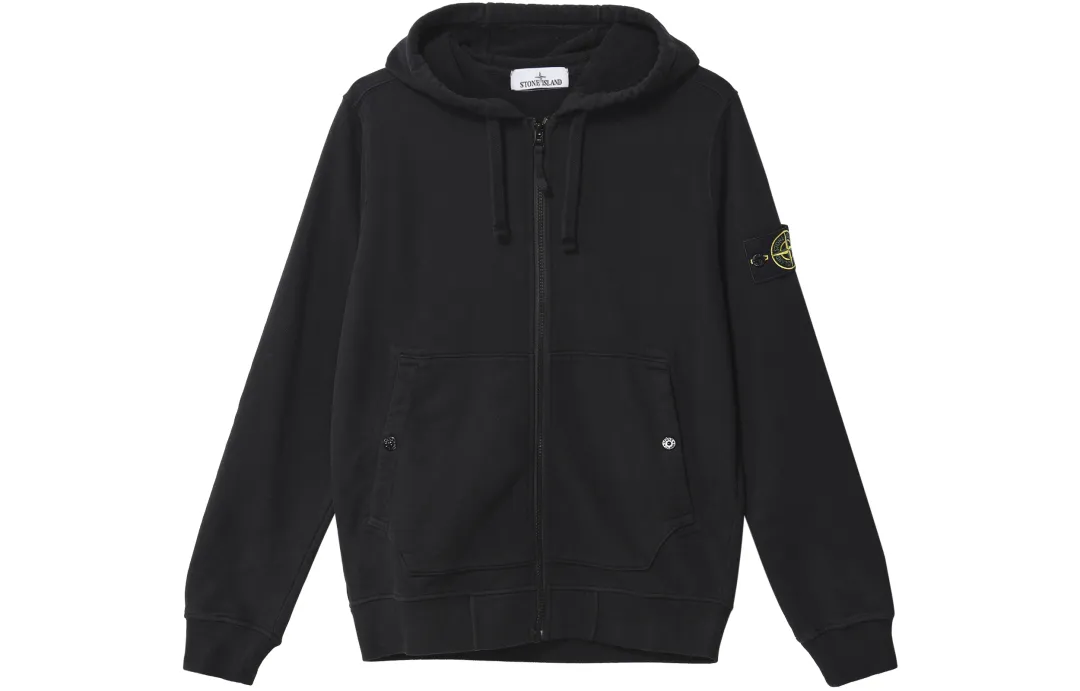 STONE ISLAND Logo Patch Zip Up Hoodie