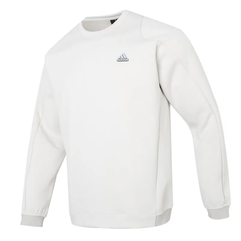 Adidas Sweatshirts Men's White Crew Neck Moderate Regular