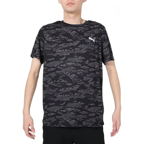 PUMA T Shirts Men's Black Crew Neck Moderate Straight Fit