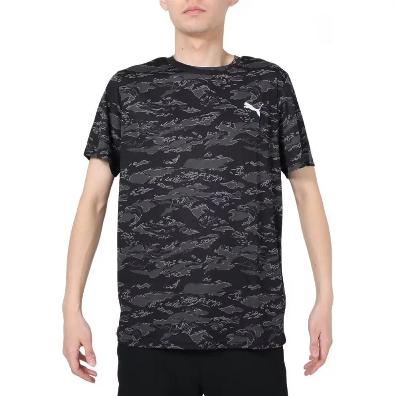 PUMA T Shirts Men's Black Crew Neck Moderate Straight Fit