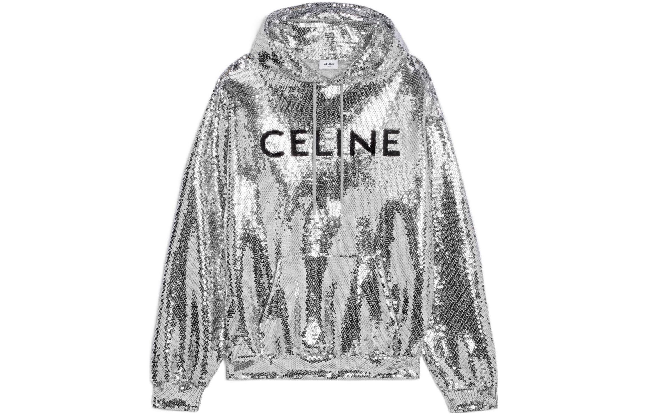 CELINE Sweatshirts Men's Silver Hooded Moderate